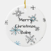 Personalized Lovebirds Owls Christmas Keramik Ornament (Hinten)