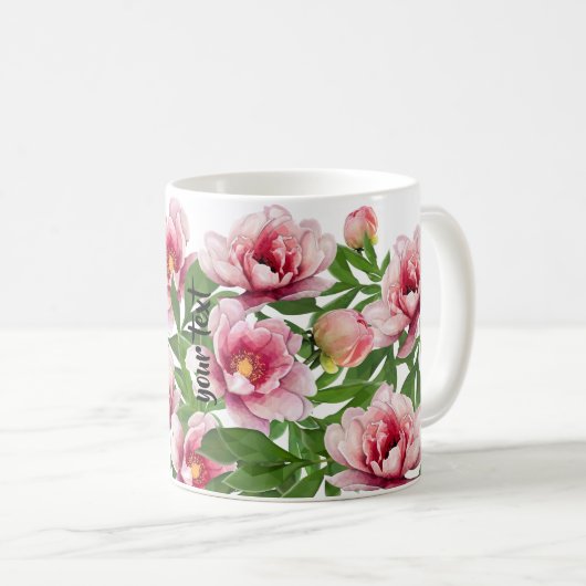 Personalized Low Poly Peony Coffee Mug Kaffeetasse (VorderseiteRechts)