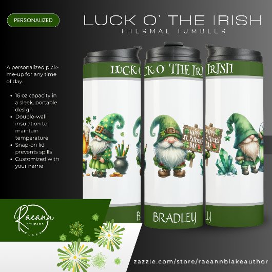 Personalized Luck O' the Irish Thermal Tumbler Thermosbecher