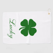 Personalized Lucky Green Clover Golfhandtuch (Horizontal)