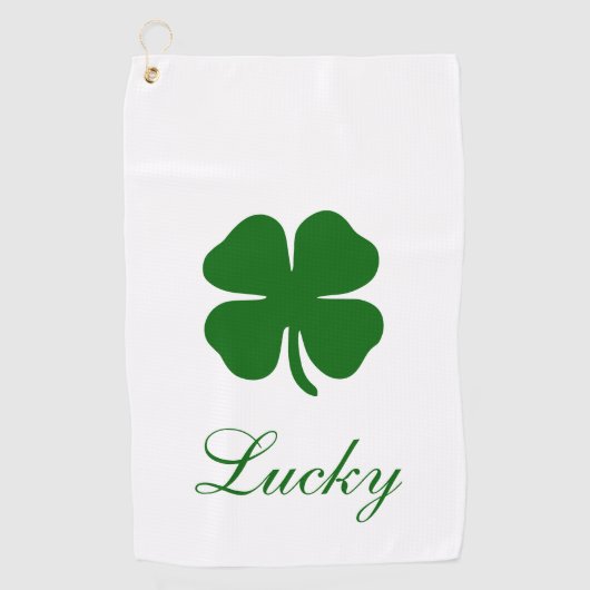 Personalized Lucky Green Clover Golfhandtuch (Vorderseite)