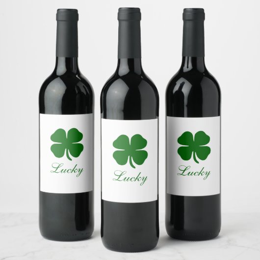 Personalized Lucky Green Clover Weinetikett (Flaschen)