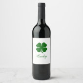 Personalized Lucky Green Clover Weinetikett (Vorderseite)