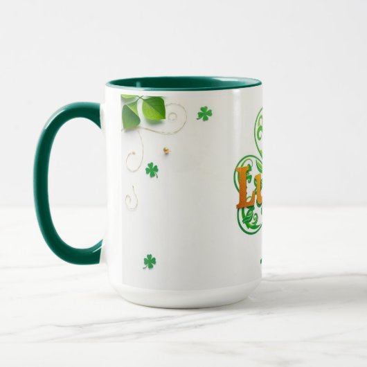 Personalized Lucky Shamrock Green Pattern Tasse (Links)