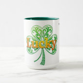 Personalized Lucky Shamrock Green Pattern  Tasse (Zentrum)