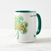 Personalized Lucky Shamrock Green Pattern Tasse (VorderseiteRechts)