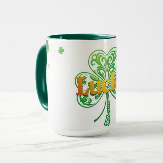 Personalized Lucky Shamrock Green Pattern Tasse (Vorderseite Links)