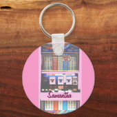 Personalized Lucky Slot Machine Keychain Pink Schlüsselanhänger (Vorderseite)