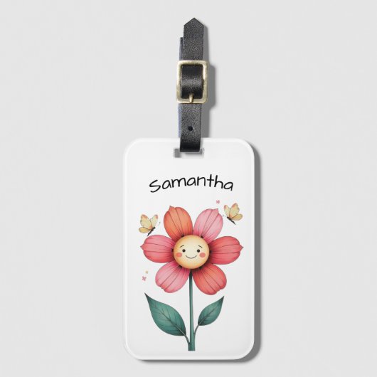 Personalized luggage tag, Floral design Gepäckanhänger (Vorderseite Vertikal)