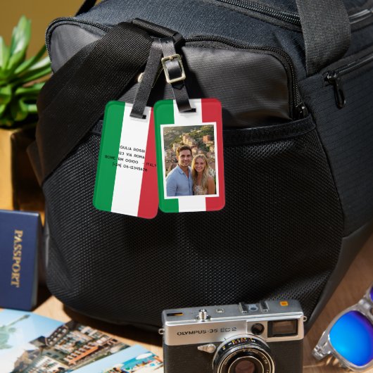 Personalized luggage tags, Italian flag Gepäckanhänger (Vorderseite & Rückseite)