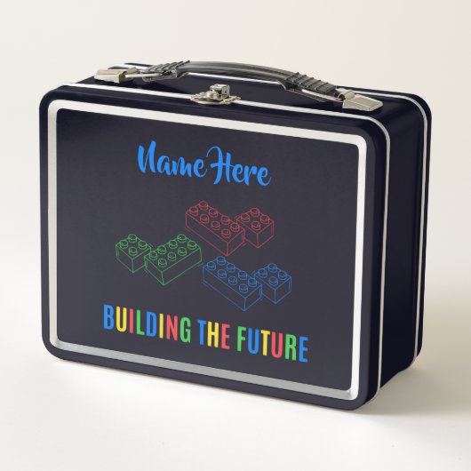Personalized Lunchkins Building Bricks Lunch Box (Vorderseite)