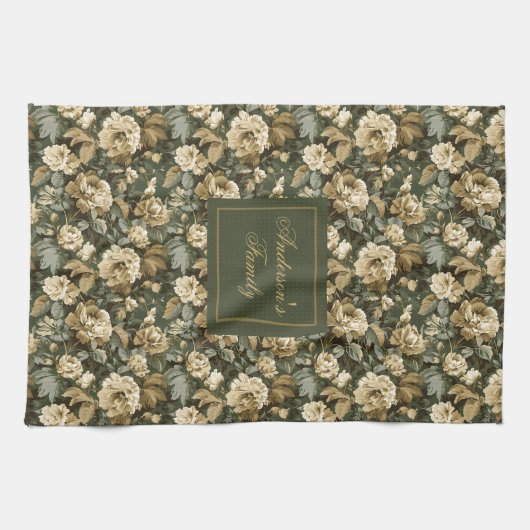 Personalized Lux Pastel Botanical Towel Kitchen Geschirrtuch (Horizontal)