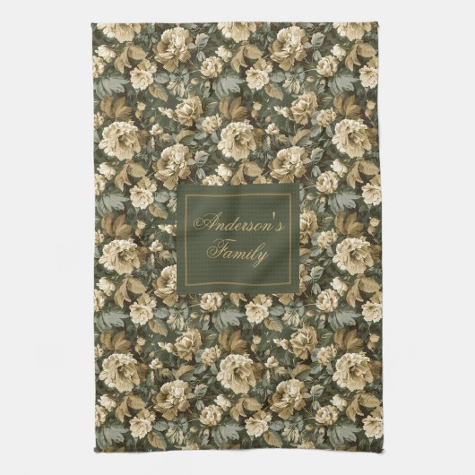 Personalized Lux Pastel Botanical Towel Kitchen Geschirrtuch (Vertikal)