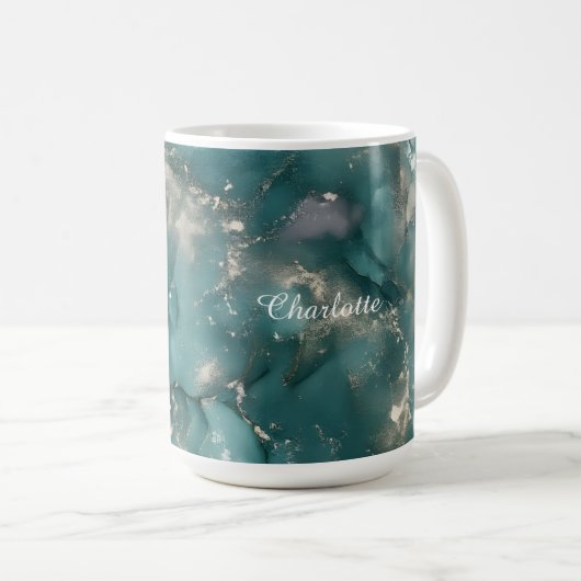 Personalized Luxury Marble Pattern Custom Name Kaffeetasse (VorderseiteRechts)