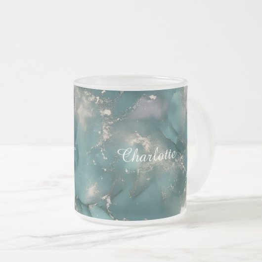 Personalized Luxury Marble Pattern Custom Name  Mattglastasse (VorderseiteRechts)