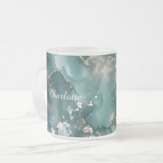 Personalized Luxury Marble Pattern Custom Name  Mattglastasse (Vorderseite Links)