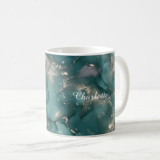 Personalized Luxury Marble Pattern Custom Name Mug Kaffeetasse (VorderseiteRechts)