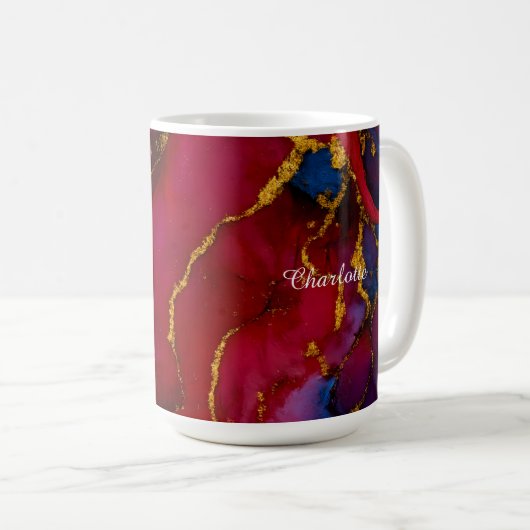 Personalized Luxury Marble Pattern Custom Name Mug Kaffeetasse (VorderseiteRechts)
