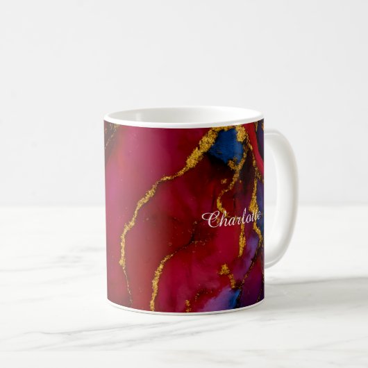 Personalized Luxury Marble Pattern Custom Name Mug Kaffeetasse (VorderseiteRechts)