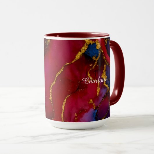 Personalized Luxury Marble Pattern Custom Name Mug Tasse (VorderseiteRechts)
