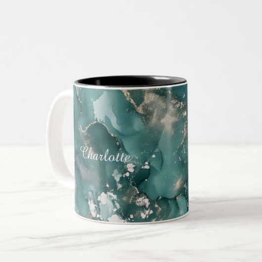 Personalized Luxury Marble Pattern Custom Name Mug Zweifarbige Tasse (Vorderseite Links)