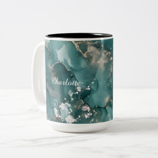 Personalized Luxury Marble Pattern Custom Name  Zweifarbige Tasse (Vorderseite Links)