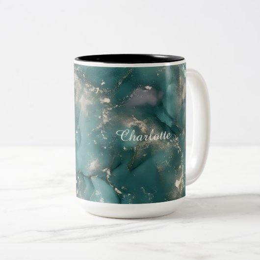 Personalized Luxury Marble Pattern Custom Name Zweifarbige Tasse (VorderseiteRechts)