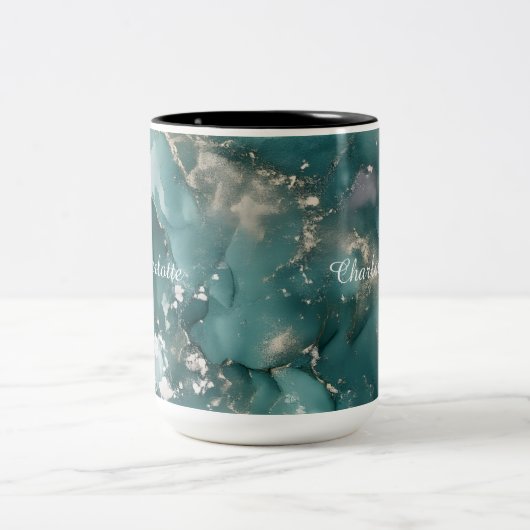 Personalized Luxury Marble Pattern Custom Name  Zweifarbige Tasse (Mittel)