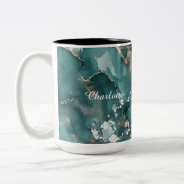Personalized Luxury Marble Pattern Custom Name  Zweifarbige Tasse