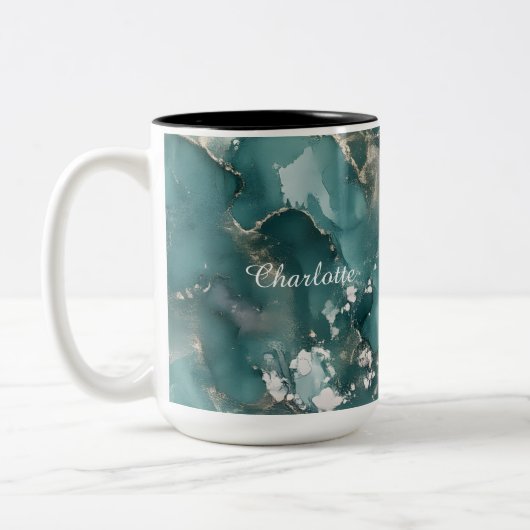Personalized Luxury Marble Pattern Custom Name Zweifarbige Tasse (Links)