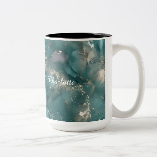 Personalized Luxury Marble Pattern Custom Name Zweifarbige Tasse (Rechts)