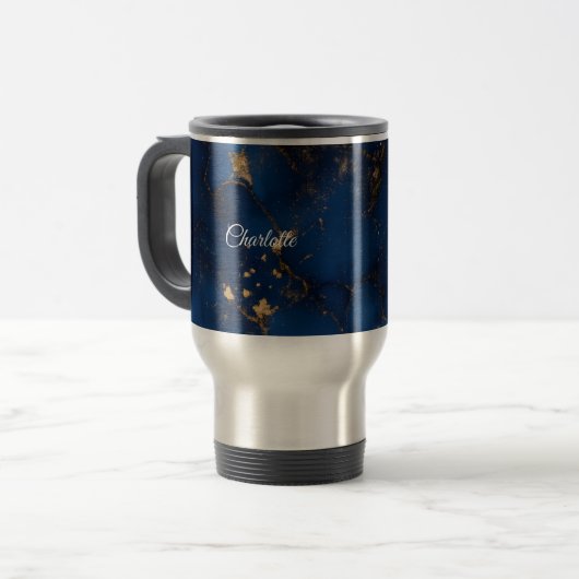 Personalized Luxury Marble Pattern Travel Mug Reisebecher (Vorderseite Links)