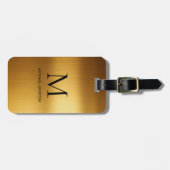 Personalized Luxury Monogram Faux Gold Metal  Gepäckanhänger (Vorderseite horizontal)