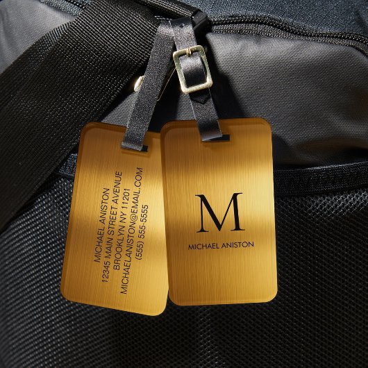 Personalized Luxury Monogram Faux Gold Metal  Gepäckanhänger