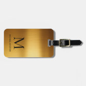 Personalized Luxury Monogram Faux Gold Metal  Gepäckanhänger (Vorderseite horizontal)