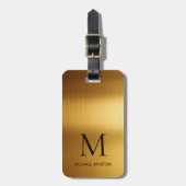 Personalized Luxury Monogram Faux Gold Metal  Gepäckanhänger (Vorderseite vertikal)