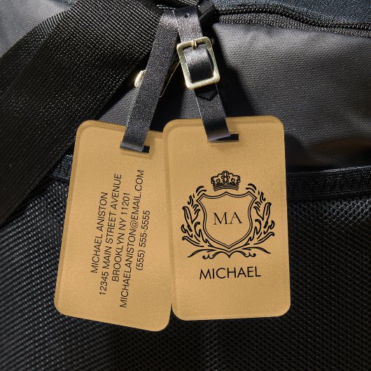 Personalized Luxury Monogram Gold Travel           Gepäckanhänger
