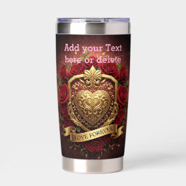 Personalized Luxury Valentine Gold Heart Rose  Thermobecher