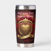 Personalized Luxury Valentine Gold Heart Rose  Thermobecher (Vorderseite)