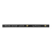 Personalized Made With Love Black And Gold Heart  Satinband (Vorderseite)