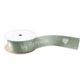 Personalized Made With Love Green And White Heart Satinband (Spule)