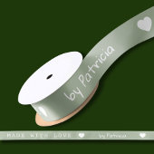 Personalized Made With Love Green And White Heart Satinband