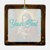 Personalized Madonna and Child Christmas Keramikornament (Rückseite)