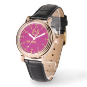 Personalized Magenta Laurel Luxury  Armbanduhr (Winkel)