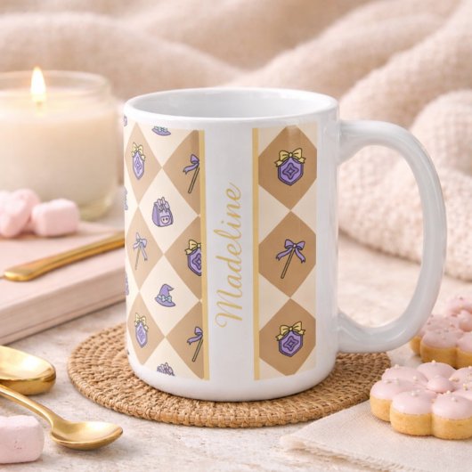 Personalized Magic Academy Wizard School Gold Kaffeetasse