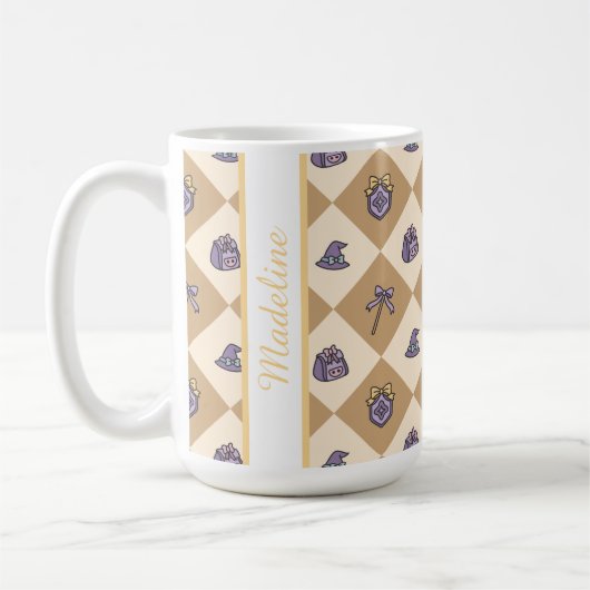 Personalized Magic Academy Wizard School Gold Kaffeetasse (Links)