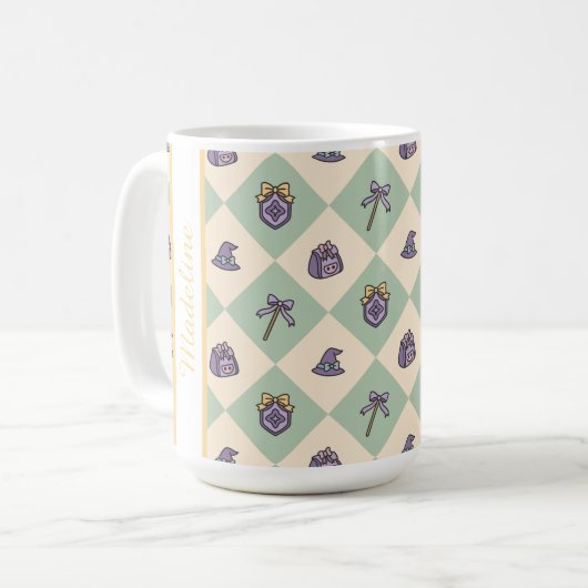 Personalized Magic Academy Wizard School Green Kaffeetasse (Vorderseite Links)