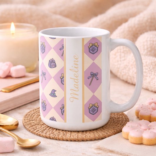 Personalized Magic Academy Wizard School Pink Kaffeetasse