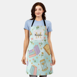 Personalized Magic Books Girl Kitchen Mint Green Schürze