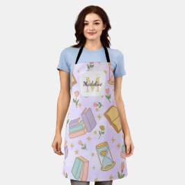 Personalized Magic Books Girl Kitchen Purple Schürze